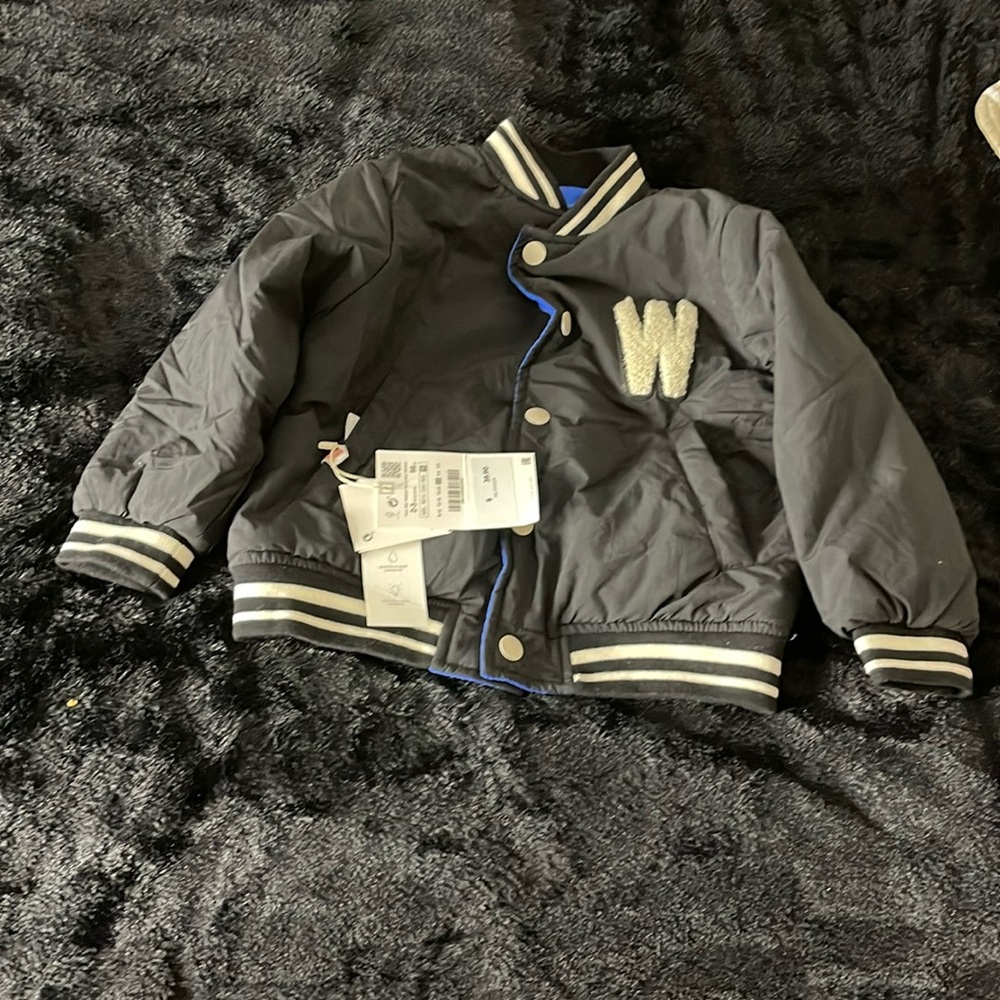 NWT Boy’s 2-3 YRS Blue/White Jacket Reversible Water-Repellent Short Lng Sleeve